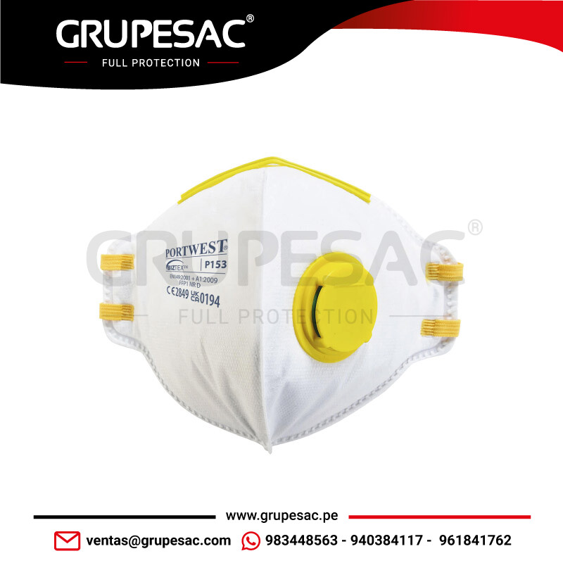 Mascarilla-Dolomite-plegable-con-válvula-P153-Portwest Mascarilla Dolomite plegable con válvula P153 Portwest
